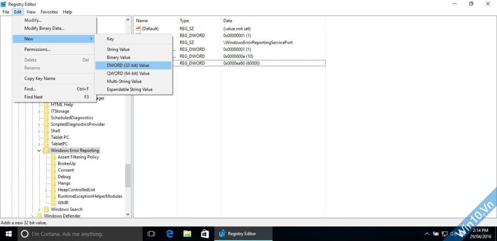 Cách tắt Error Reporting trong Win 10, Windows XP 7 8 10