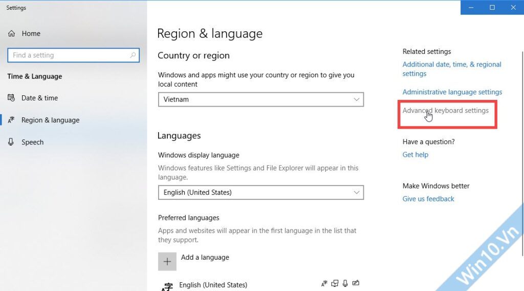 Advanced Keyboard Setings - Win10.Vn - Download Win 10, 11, Office 2021 ...