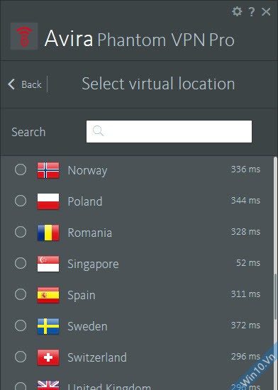 Avira Phantom VPN Pro Location