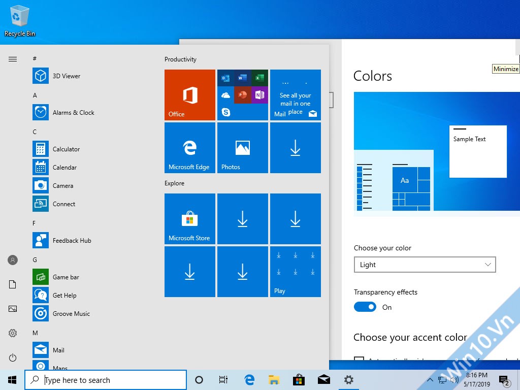 Litght Color - Light Theme - Windows 10