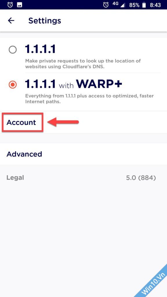 Account 1.1.1.1 WARP+