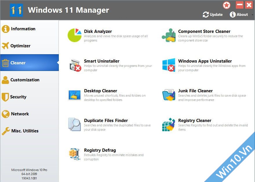 Dọn dẹp - Cleaner - Windows 11 Manager