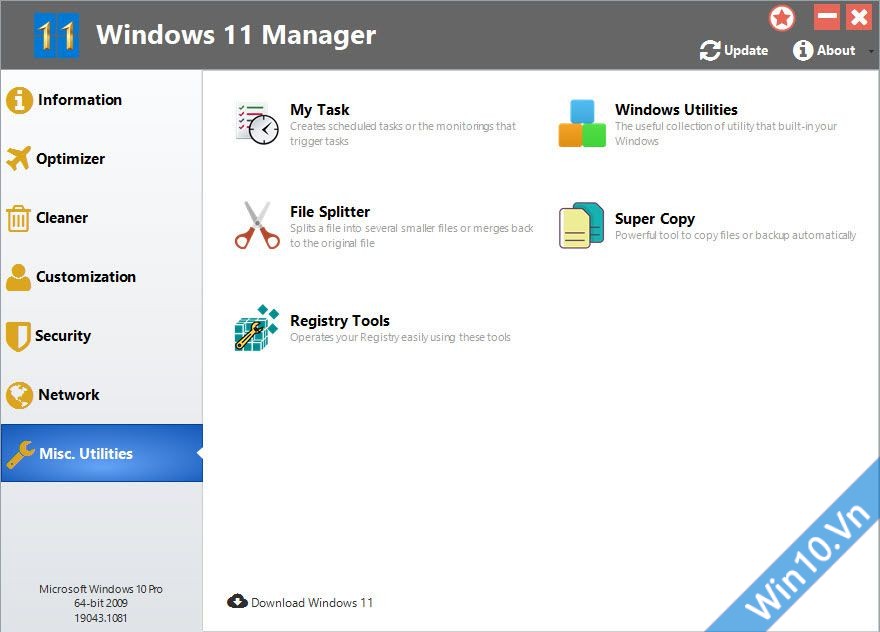 Khác. Tiện ích - Windows 11 Manager